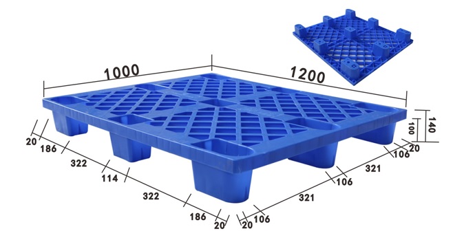 pallet nhựa cốc KT 1200x1000x145 mm (cũ)